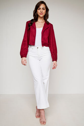 Red Solid Straight Jacket, Red, image 2